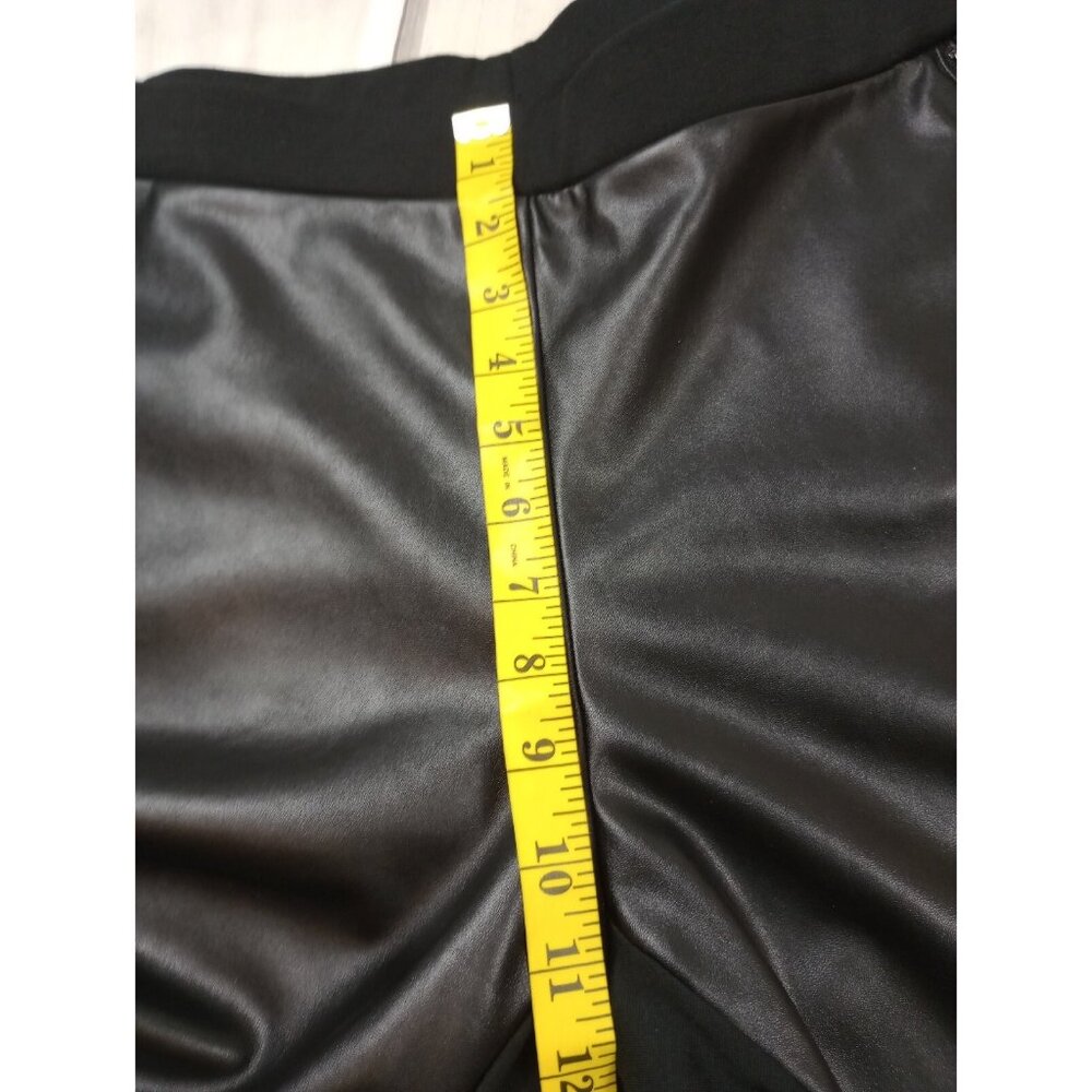 Rafaella Size 12 Pull On Black Faux Leather Ankle Pants Moto Skinny Leggings - Picture 7 of 10